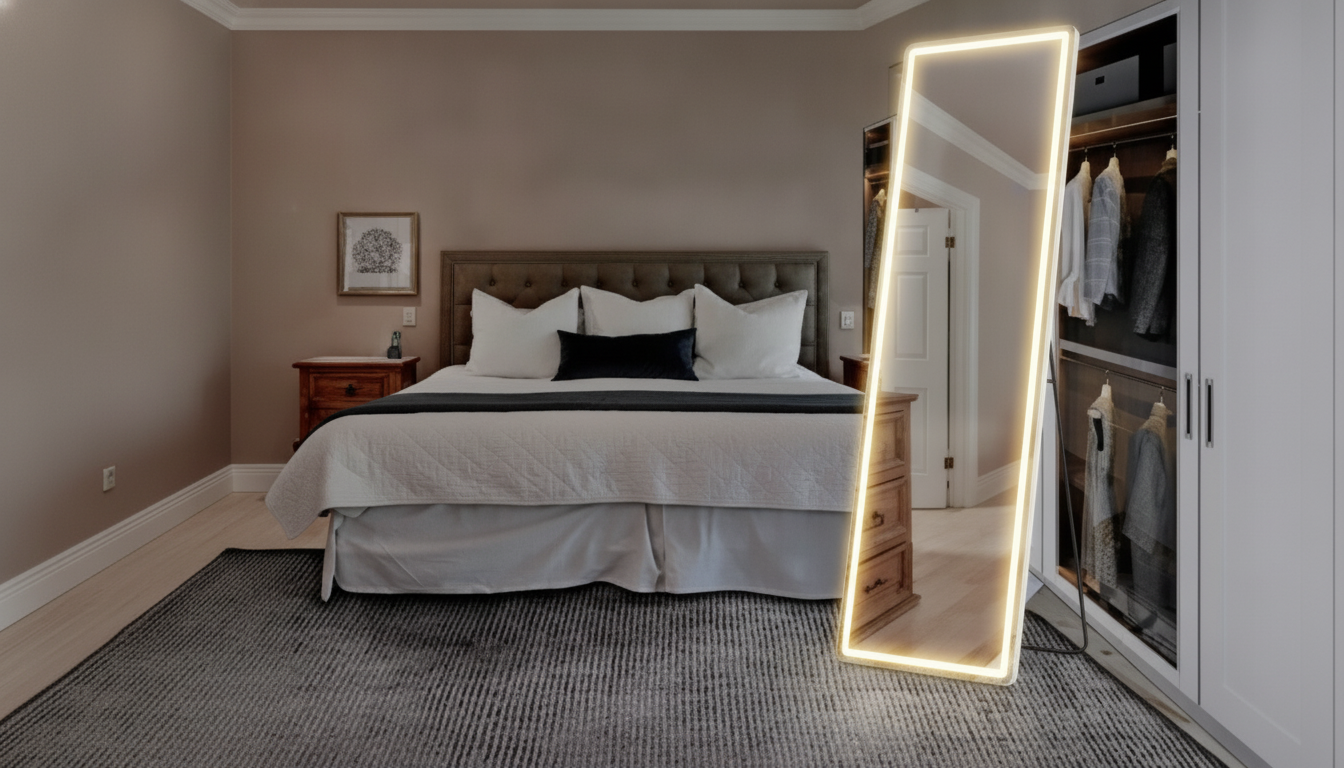 64x21 LED Full-Length Mirror with Stand for Bright Styling